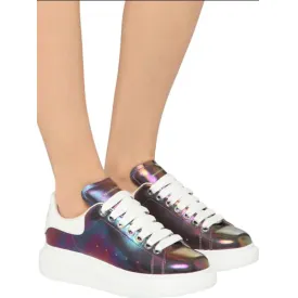 37 NEW $580 ALEXANDER MCQUEEN Petrol STINGRAY LEATHER Iridescent 45mm SNEAKERS