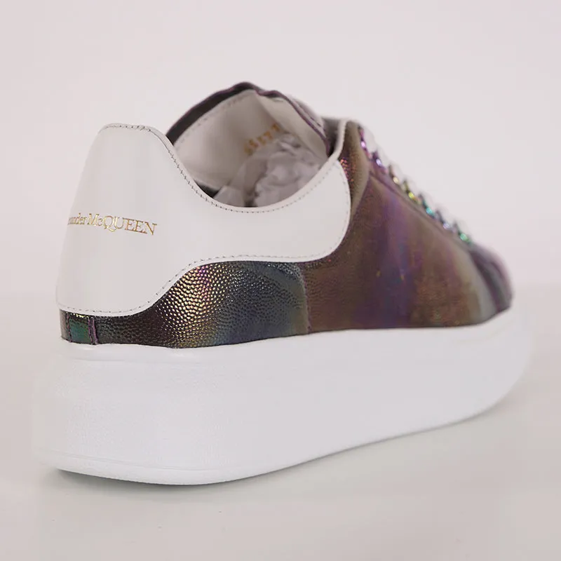 37 NEW $580 ALEXANDER MCQUEEN Petrol STINGRAY LEATHER Iridescent 45mm SNEAKERS