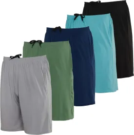 5 Pack Men's Active Quick Dry Fit Shorts - Athletic Running Gym Workout Casual Shorts with Pockets Bulk