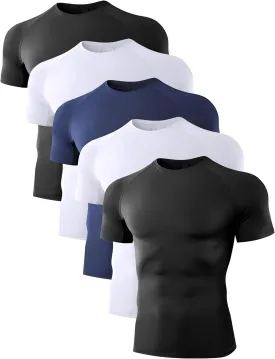 5 Pack Men??s Compression Shirts Short Sleeve Cool Dry Sports Athletic Workout Base Layer Undershirt T-Shirt Tops