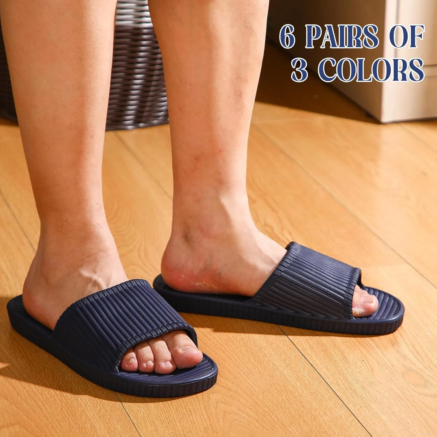 6 Pack Non Slip Shower Slides Lightweight Bath Slippers for Women & Men Pool Sandals for Home Hotel Gym Spa Pool