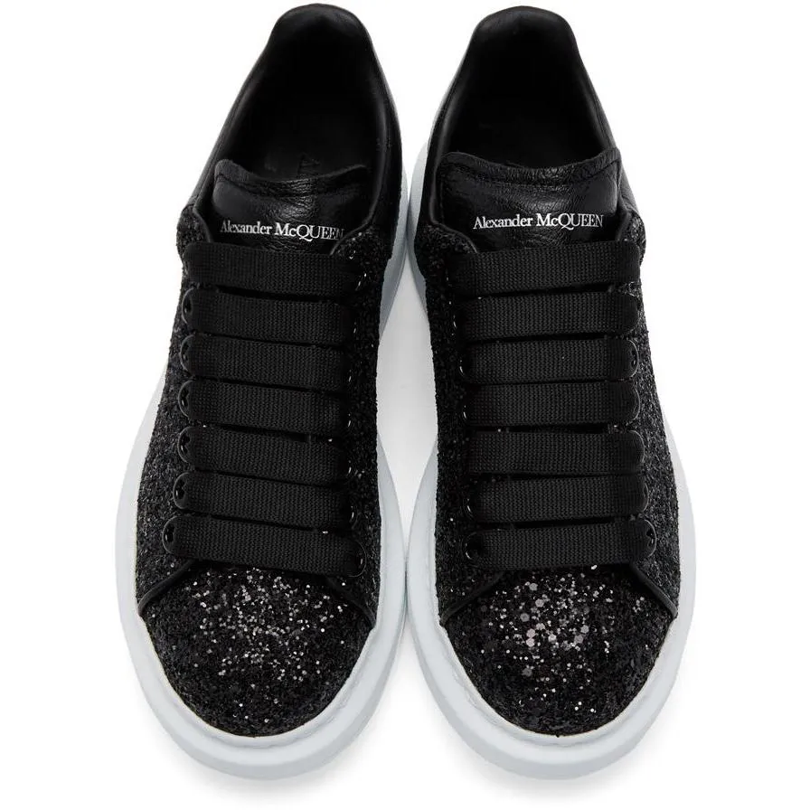 Alexander McQueen Black Glitter Oversized Sneakers