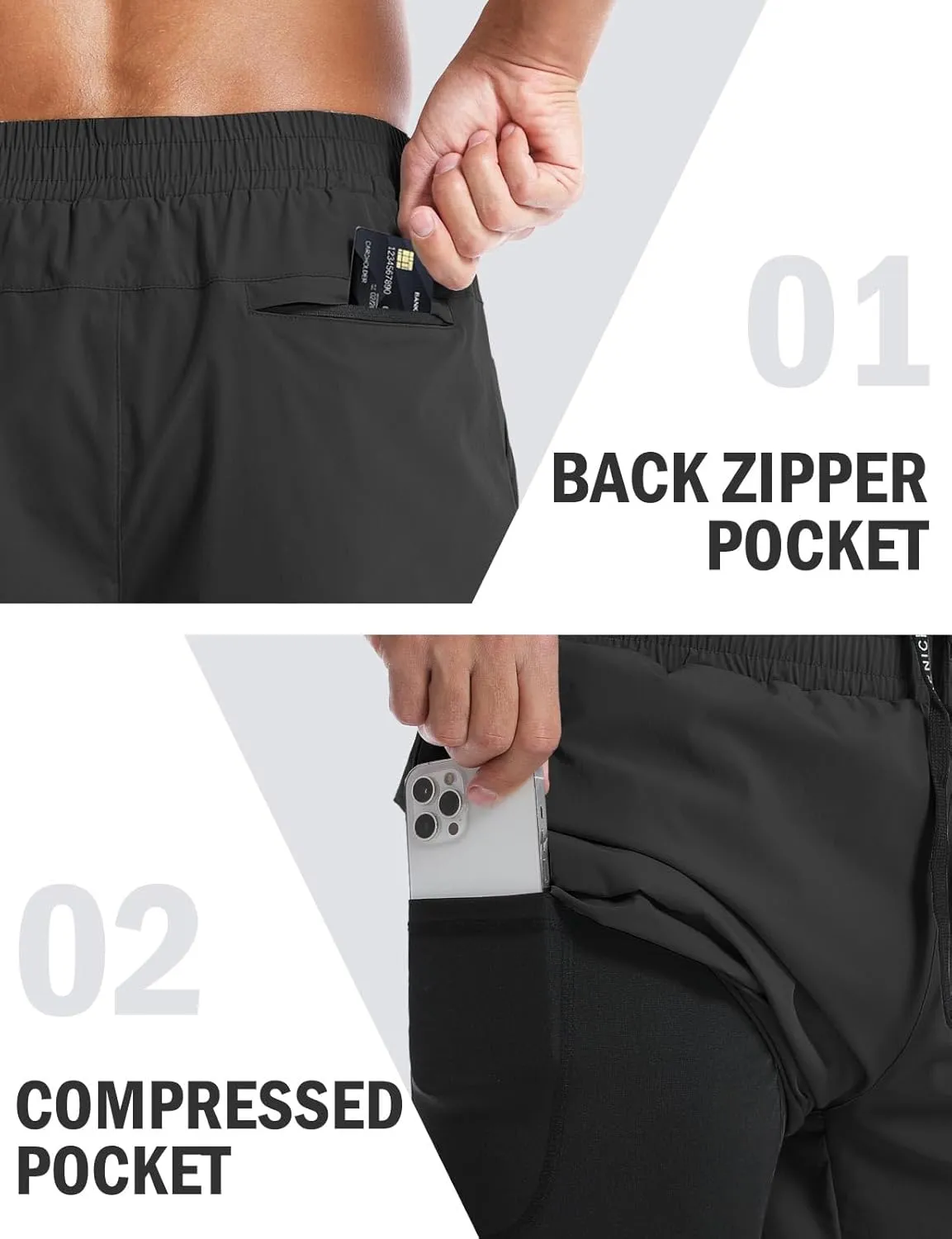 Aolesy Men??s 2 in 1 Running Shorts -5''/7'' Quick Dry Workout Gym Shorts with Pockets, Tennis Training Athletic Shorts