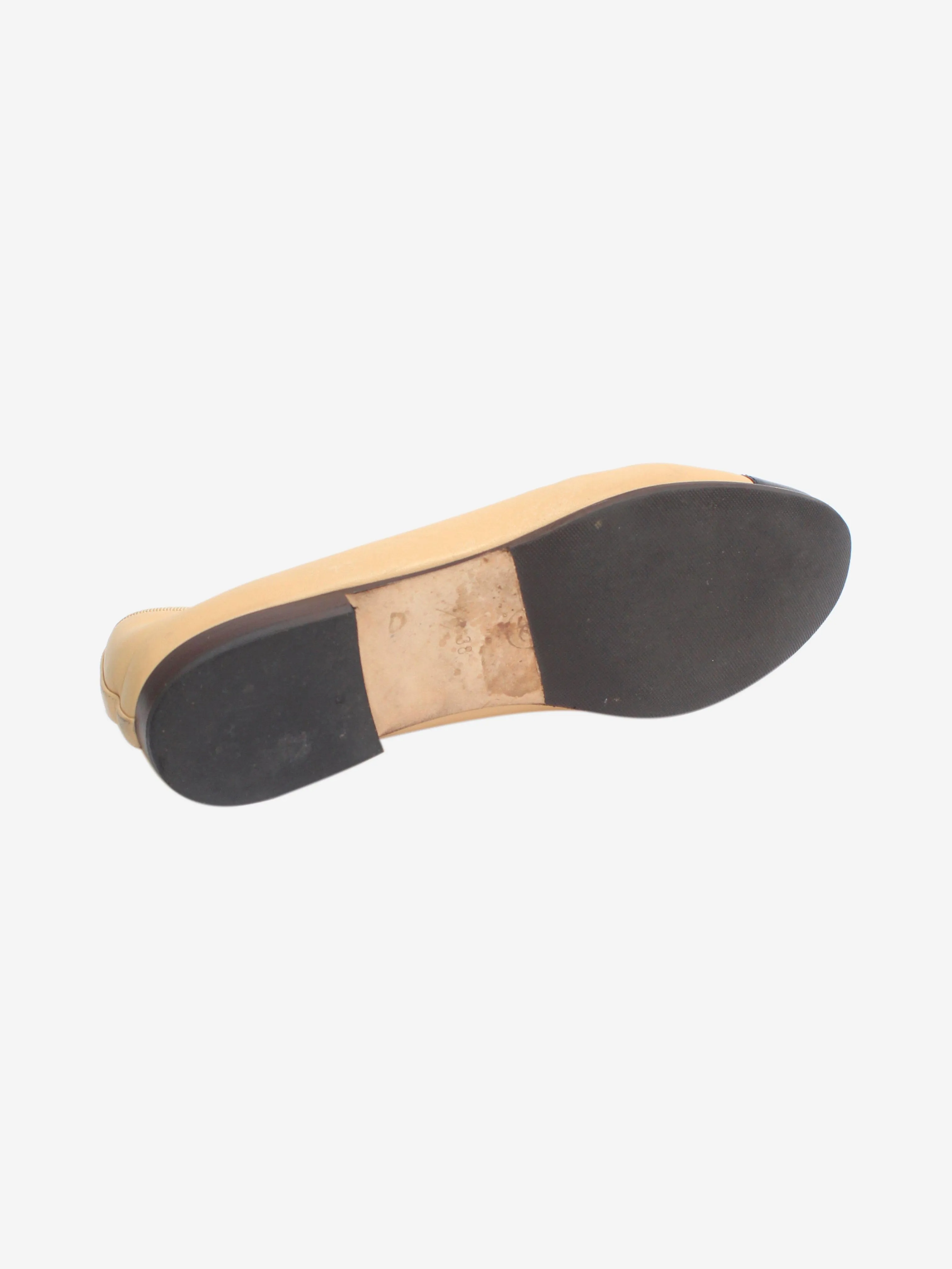 Beige leather ballet flats - size EU 38