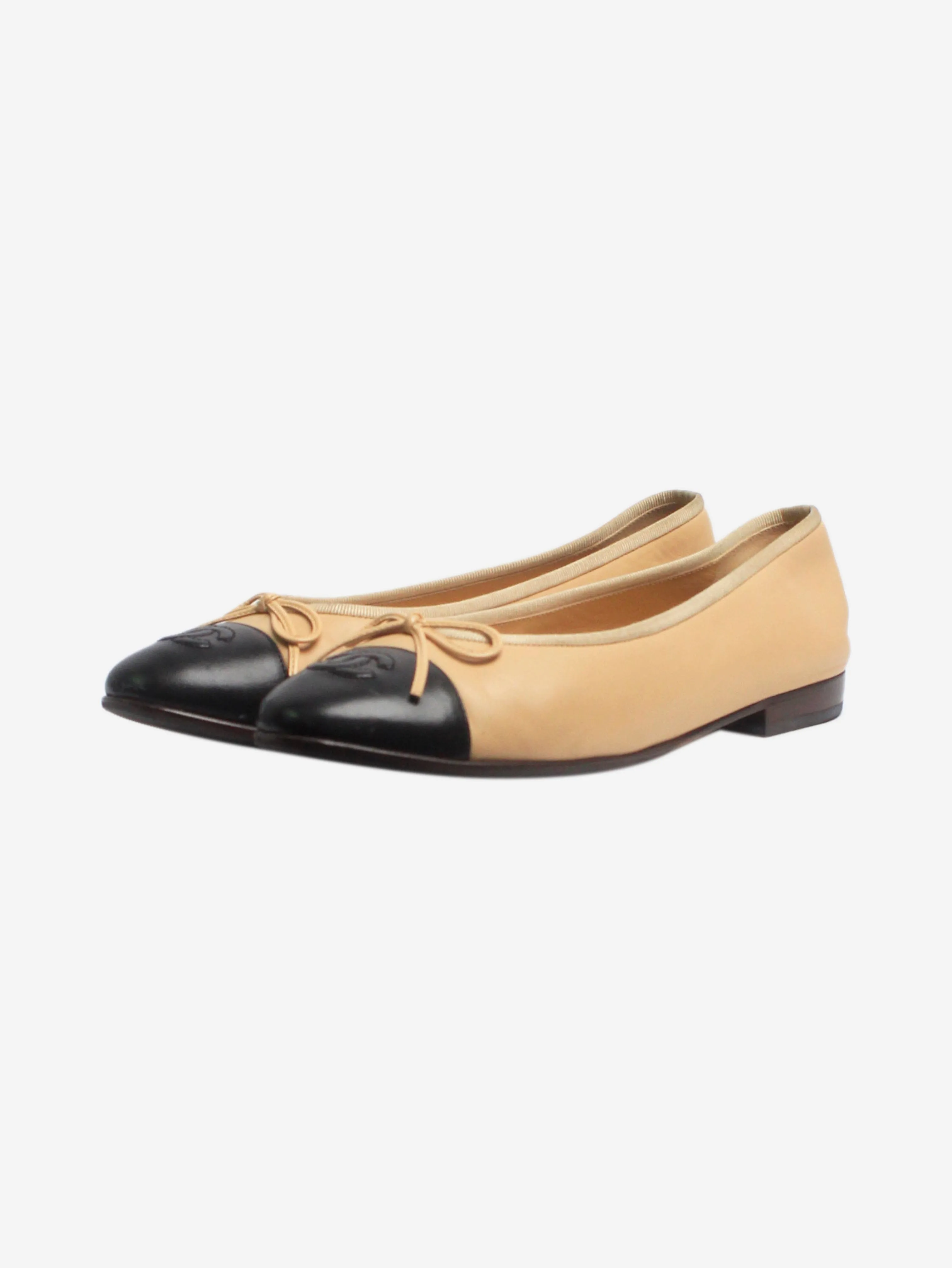 Beige leather ballet flats - size EU 38