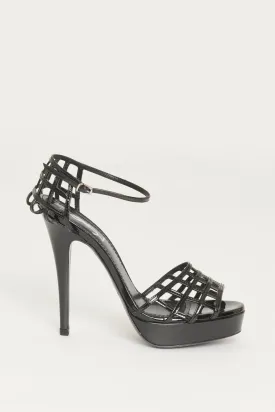 Black Patent Resille 105 Preowned Heeled Sandals