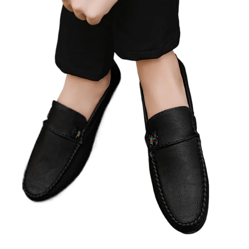 British style work men soft surface soft sole Internet celebrity soft leather spring loafer beanie shoes trendy shoes high sense driving