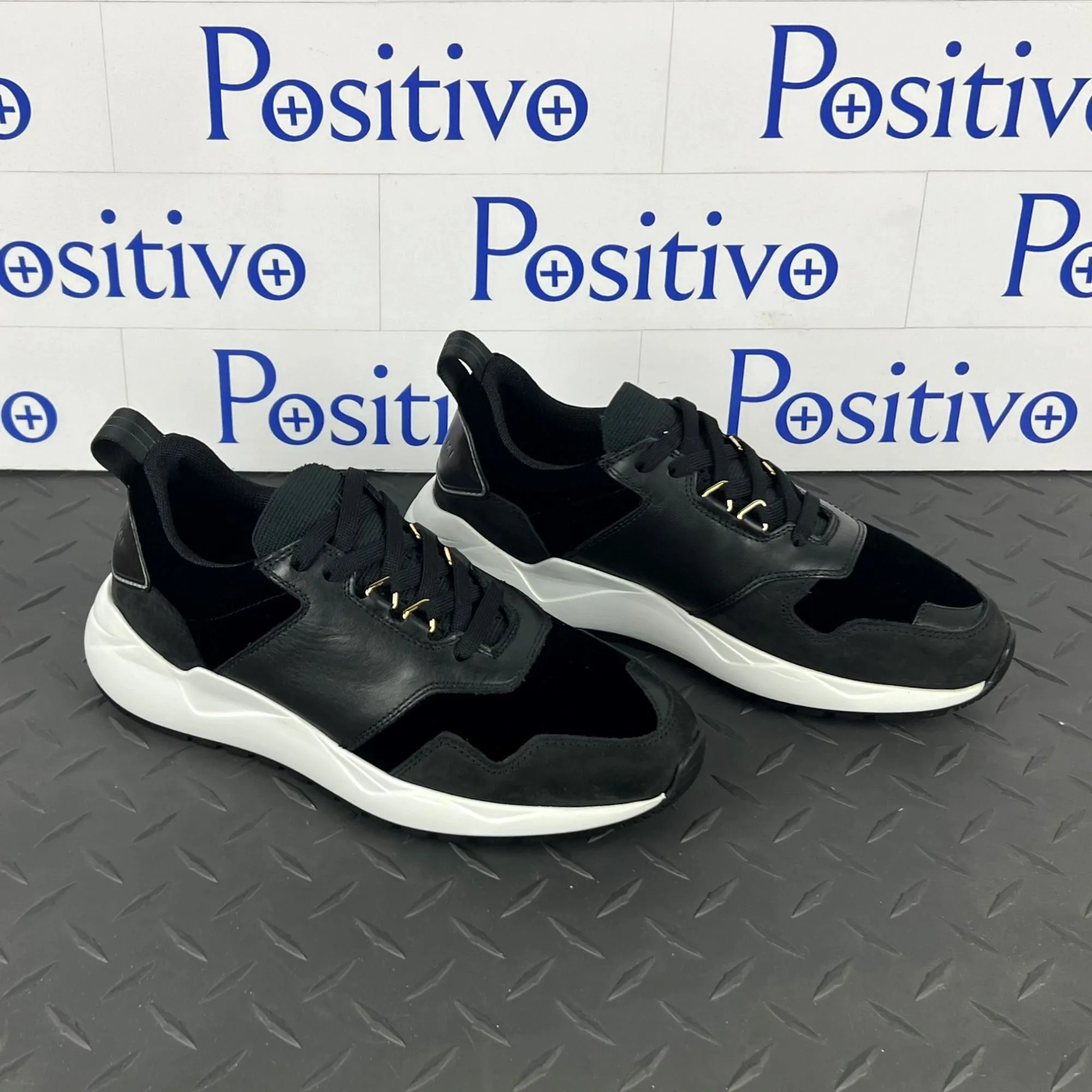 Buscemi Women's Ventura Velvet Black Leather Sneakers