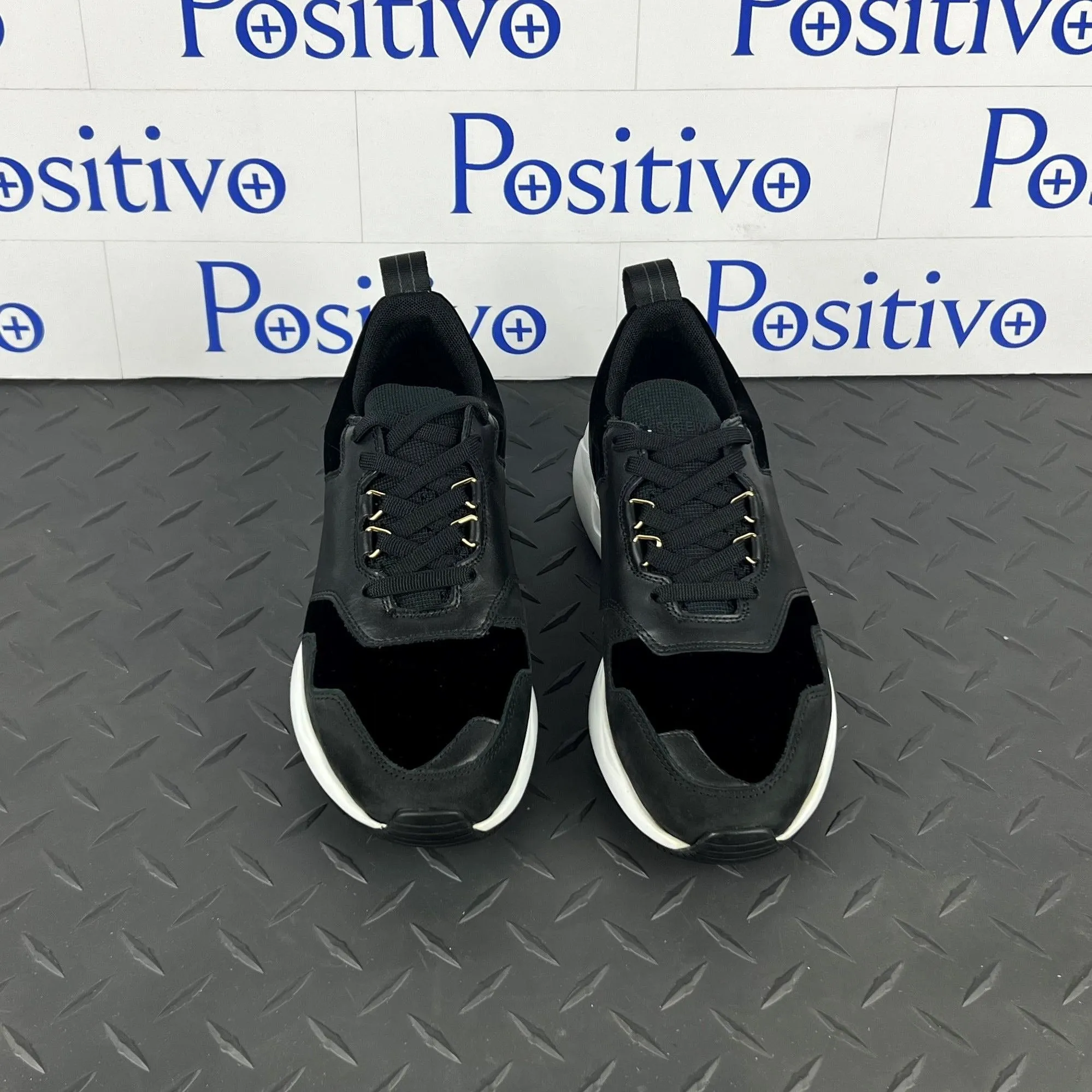 Buscemi Women's Ventura Velvet Black Leather Sneakers