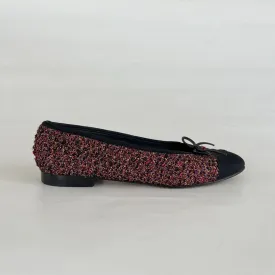 Chanel metallic tweed red/black shimmery ballerina flats
