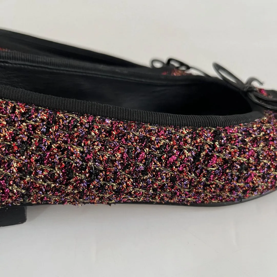 Chanel metallic tweed red/black shimmery ballerina flats