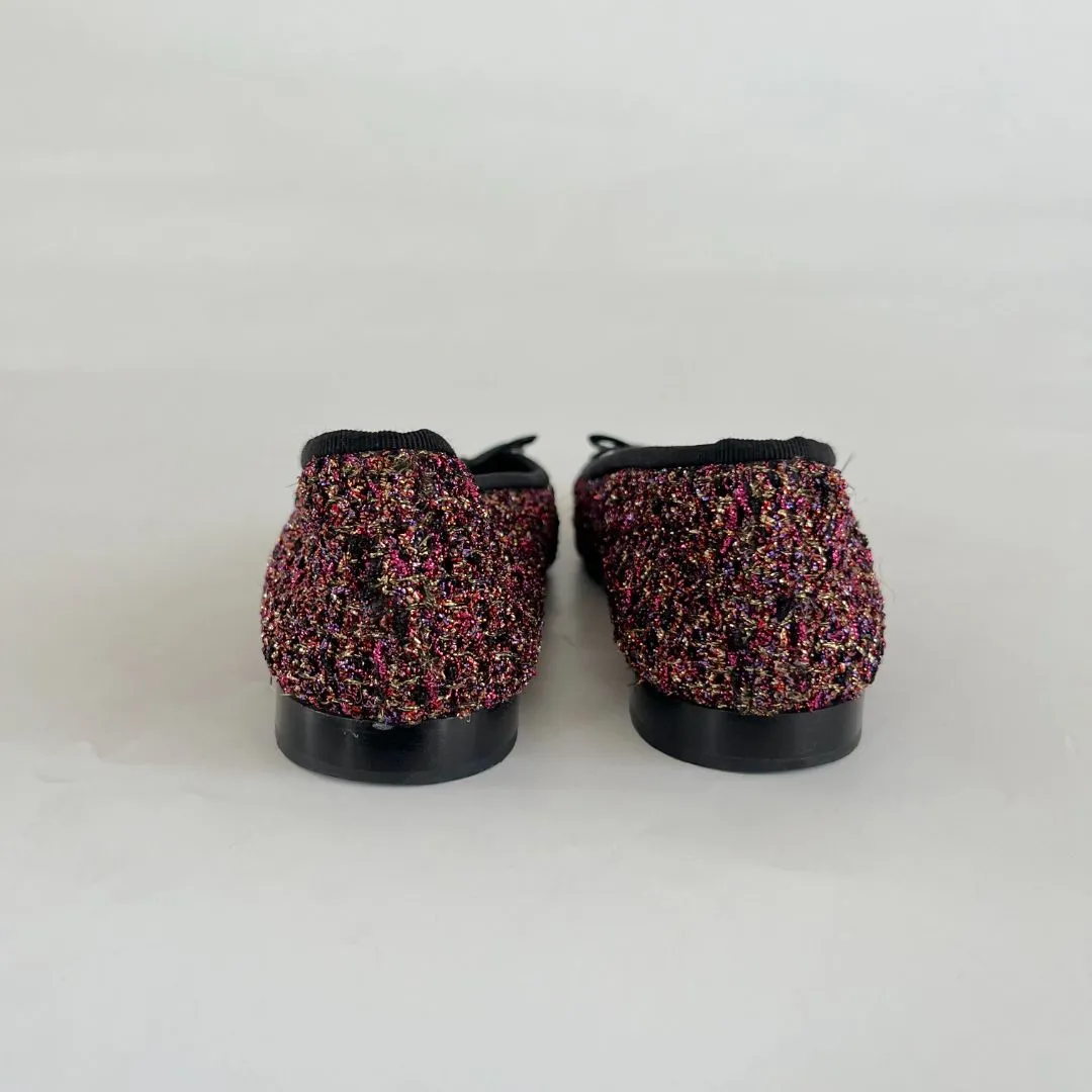 Chanel metallic tweed red/black shimmery ballerina flats