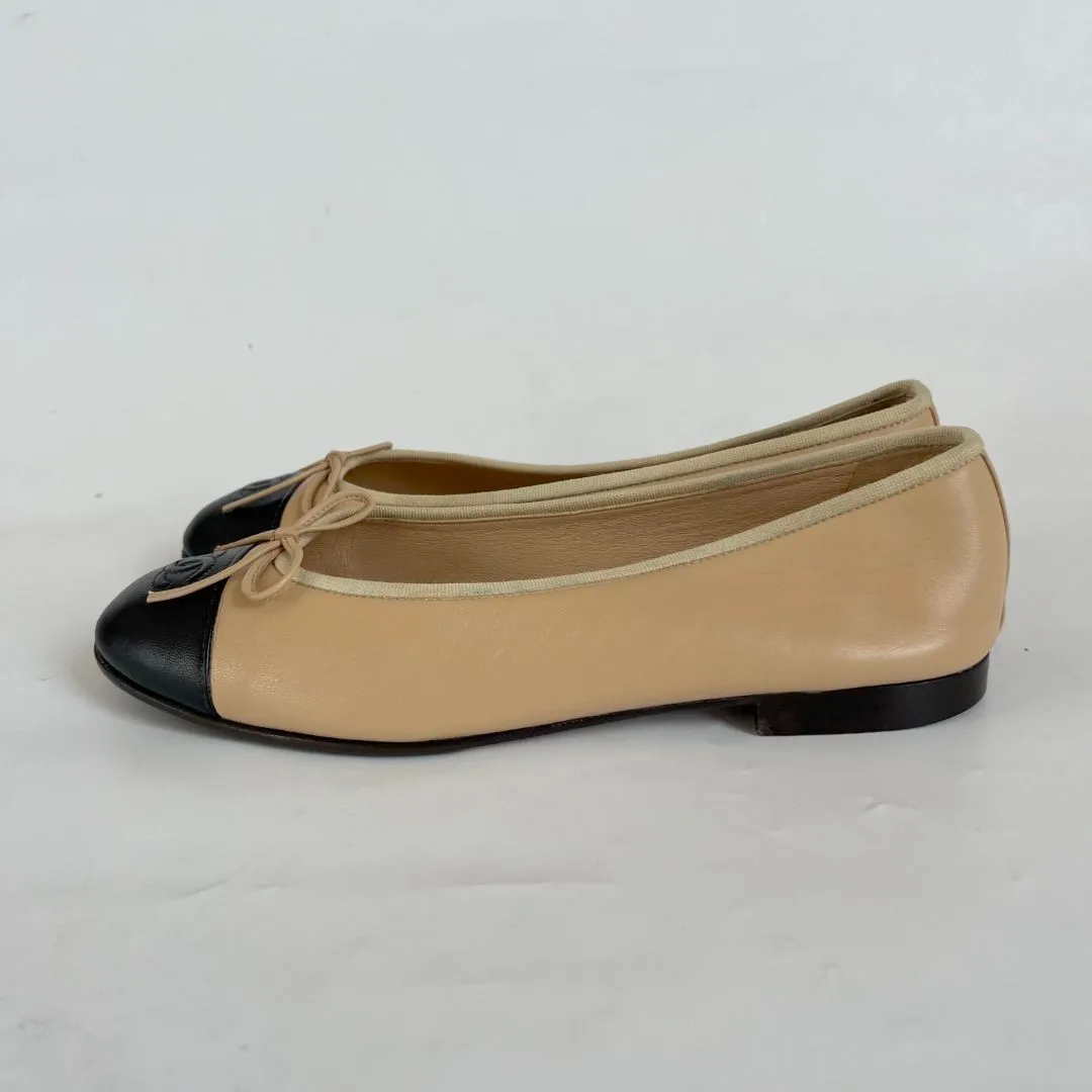 Chanel Nude Leather Classic Ballerina Flats, 40.5C