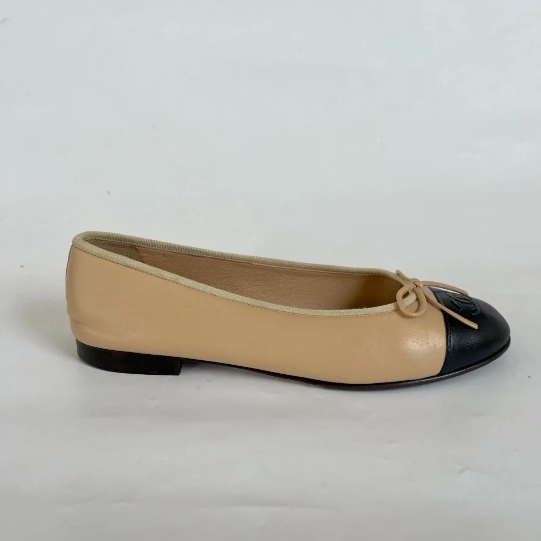 Chanel Nude Leather Classic Ballerina Flats, 40.5C