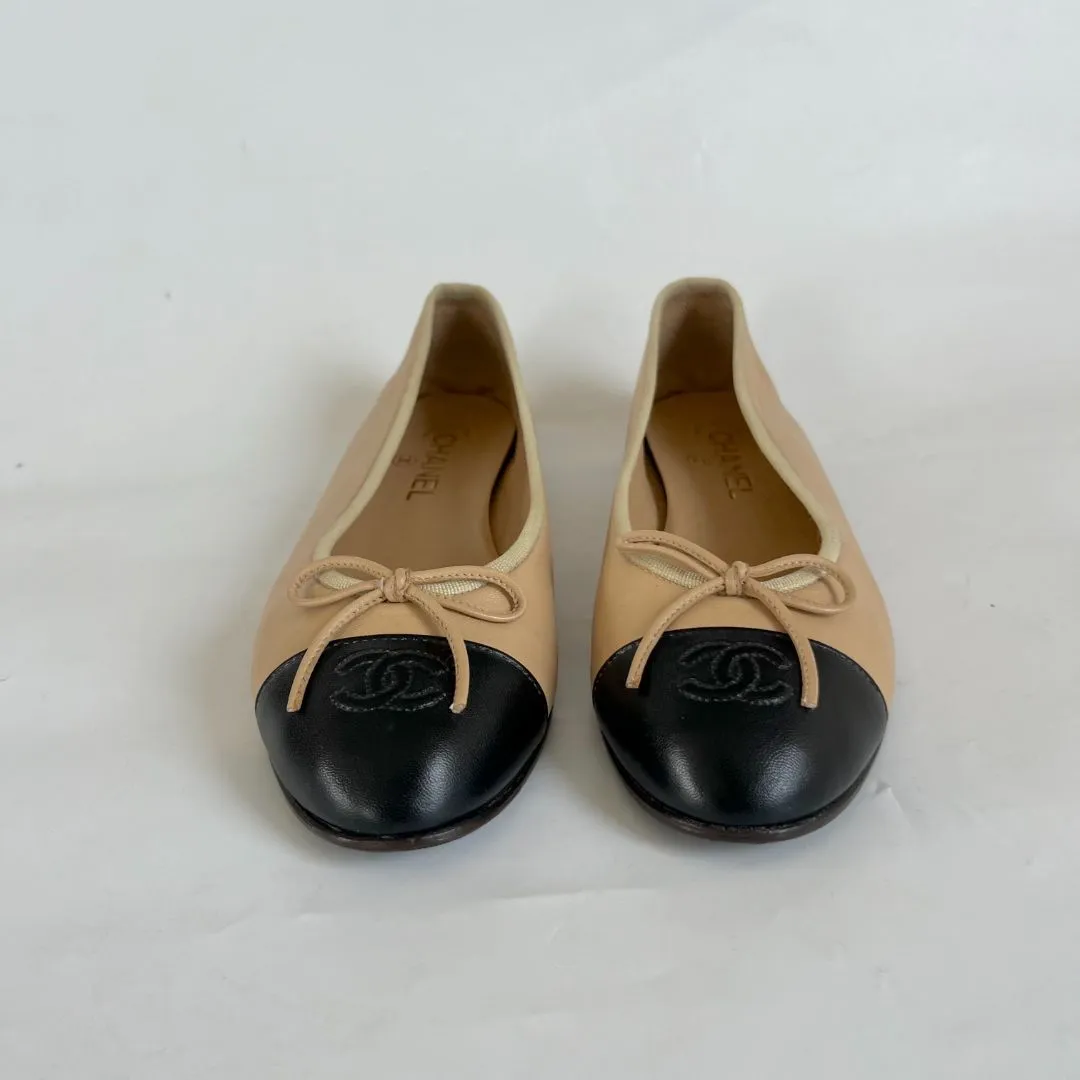 Chanel Nude Leather Classic Ballerina Flats, 40.5C