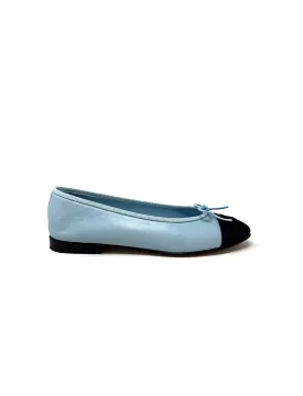Chanel W Shoe Size 37 '24S Leather Grosgrain Cap Toe Ballet Flat