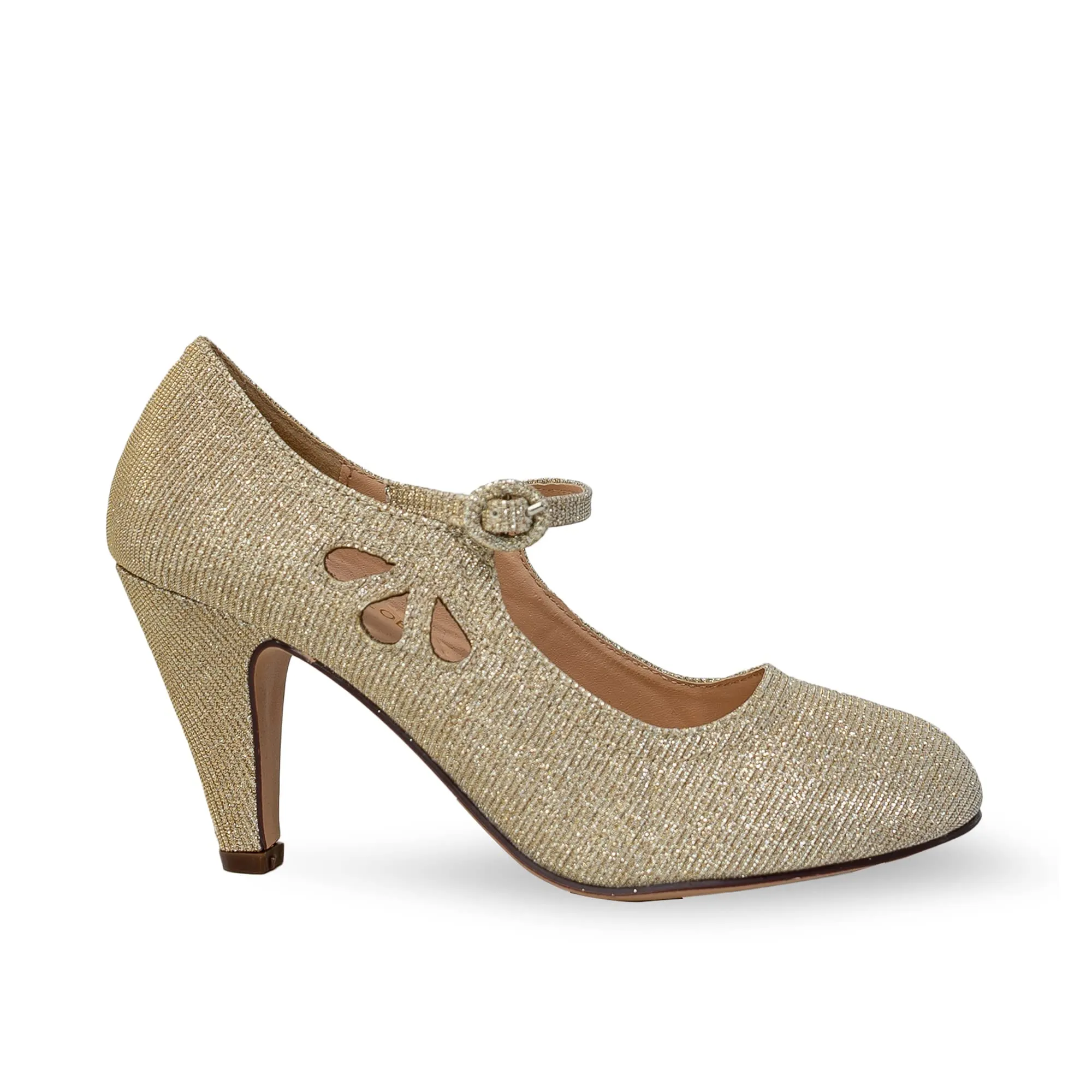 Chase & Chloe Kimmy-21 Women's Round Toe Pierced Mid Heel Mary Jane Style Dress Pumps