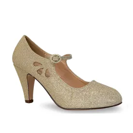 Chase & Chloe Kimmy-21 Women's Round Toe Pierced Mid Heel Mary Jane Style Dress Pumps