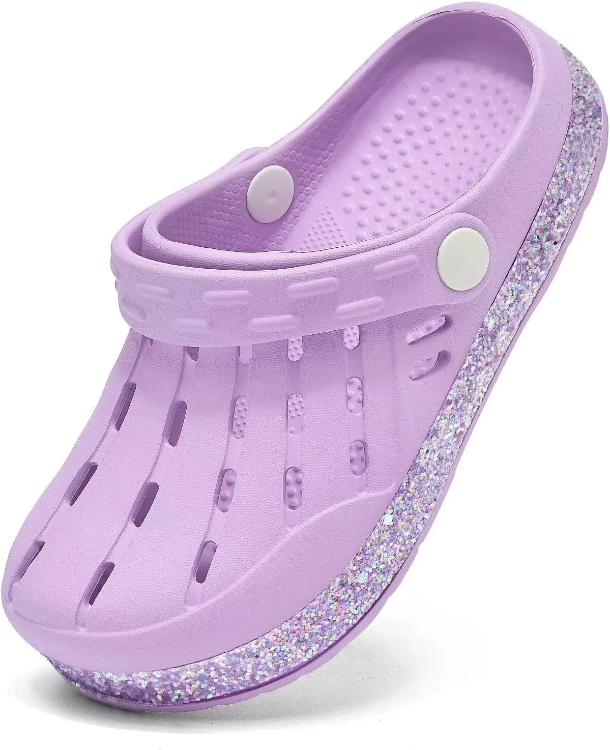 Cubufly Kids Garden Shoes Boys Girls Glitter Stripe Band Clogs Toddler Slip On Water Sandals Children Beach Pool Slipper