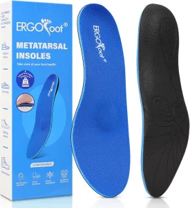 ERGOfoot Metatarsalgia Insoles, Heavy Duty Work Boot Inserts for Women Men, Relieve Morton's Neuroma and Reduce Metatarsal, Ball of Foot Pain for Standing All Day