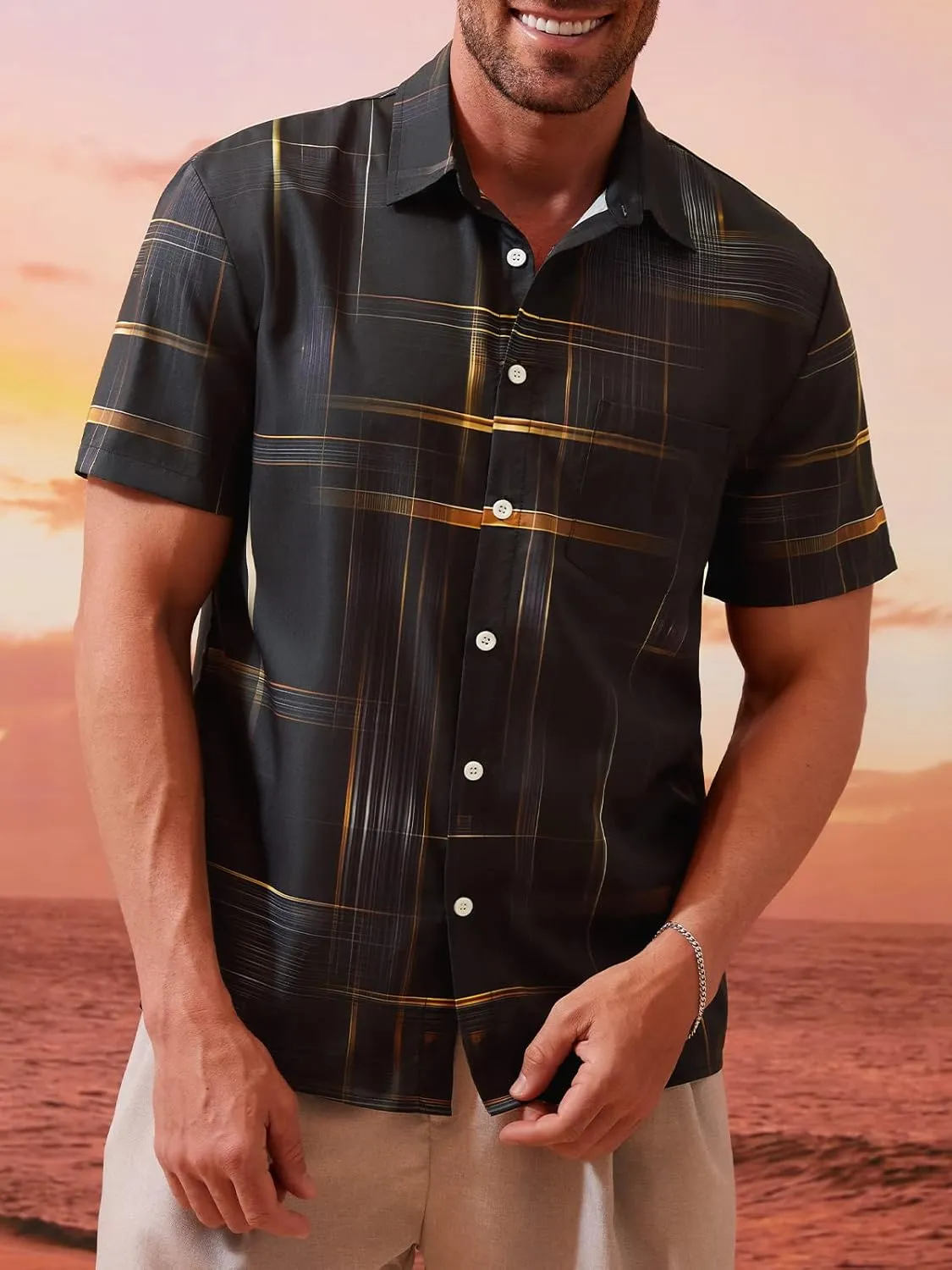 Hardaddy Men's Hawaiian Shirt Short Sleeves Printed Button Down Summer Beach Casual Shirts