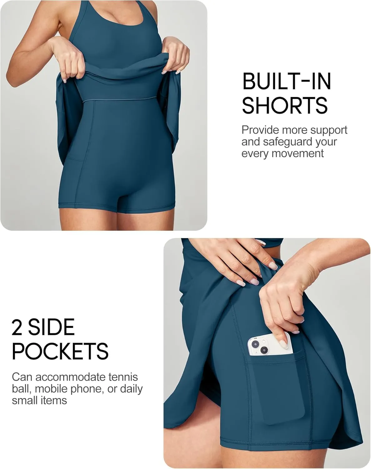IUGA Womens Tennis Dress with Built in Shorts & Bra Athletic Dress for Women Cut Out Twisted Golf Workout Dress with Pockets