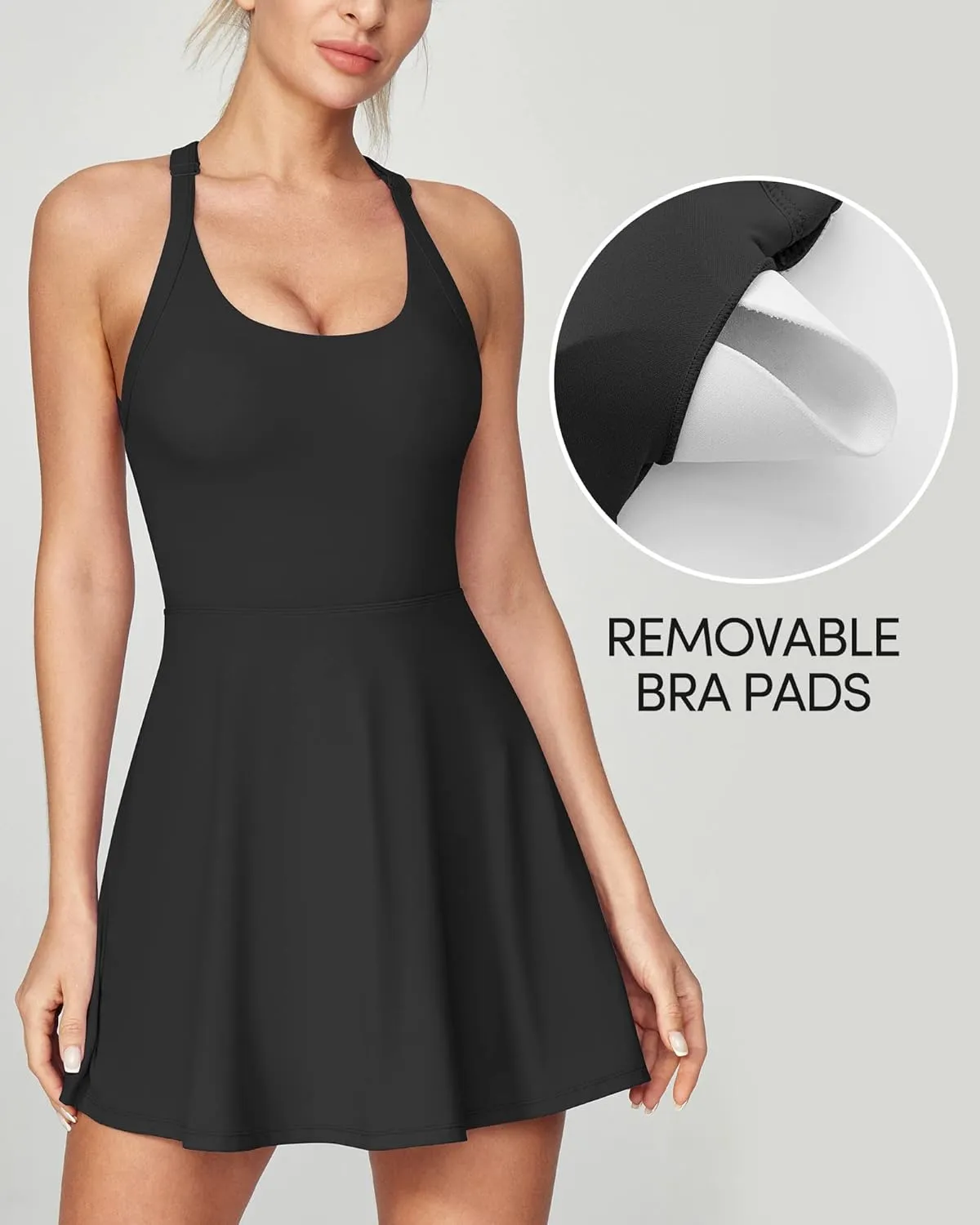 IUGA Womens Tennis Dress with Built in Shorts & Bra Athletic Dress for Women Cut Out Twisted Golf Workout Dress with Pockets