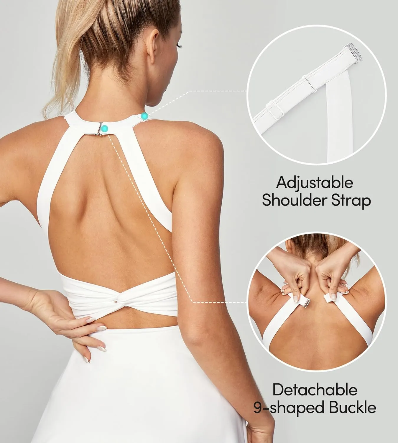 IUGA Womens Tennis Dress with Built in Shorts & Bra Athletic Dress for Women Cut Out Twisted Golf Workout Dress with Pockets