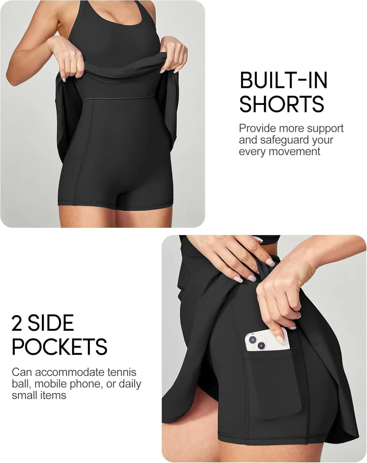 IUGA Womens Tennis Dress with Built in Shorts & Bra Athletic Dress for Women Cut Out Twisted Golf Workout Dress with Pockets