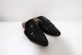 Marni Backless Loafers Sabot Black Glossy Leather Size 37 Pointed Toe Flat Mules