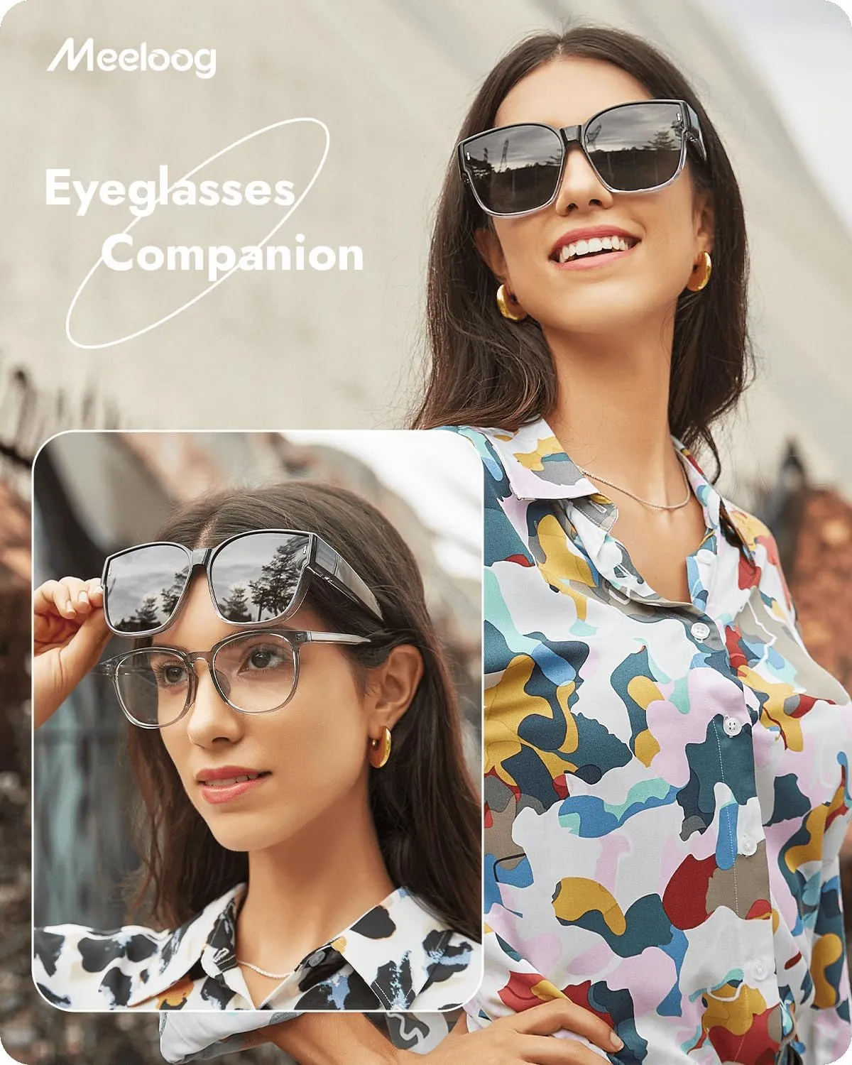 Meeloog Large Polarized Fit Over Glasses Sunglasses For Women Men, Oversized Trendy Square Shades For Driving Riding MST0110