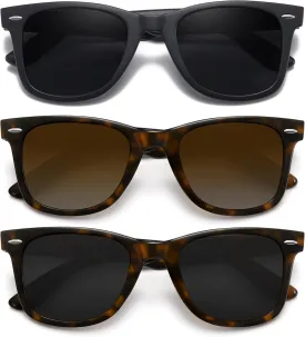 MEETSUN Retro Polarized Sunglasses for Women Men Classic Mirror Lens Driving Trendy Sun Glasses UV Protection (3 Pack)