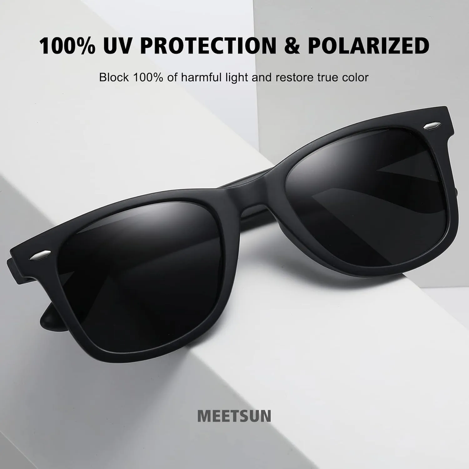 MEETSUN Retro Polarized Sunglasses for Women Men Classic Mirror Lens Driving Trendy Sun Glasses UV Protection (3 Pack)