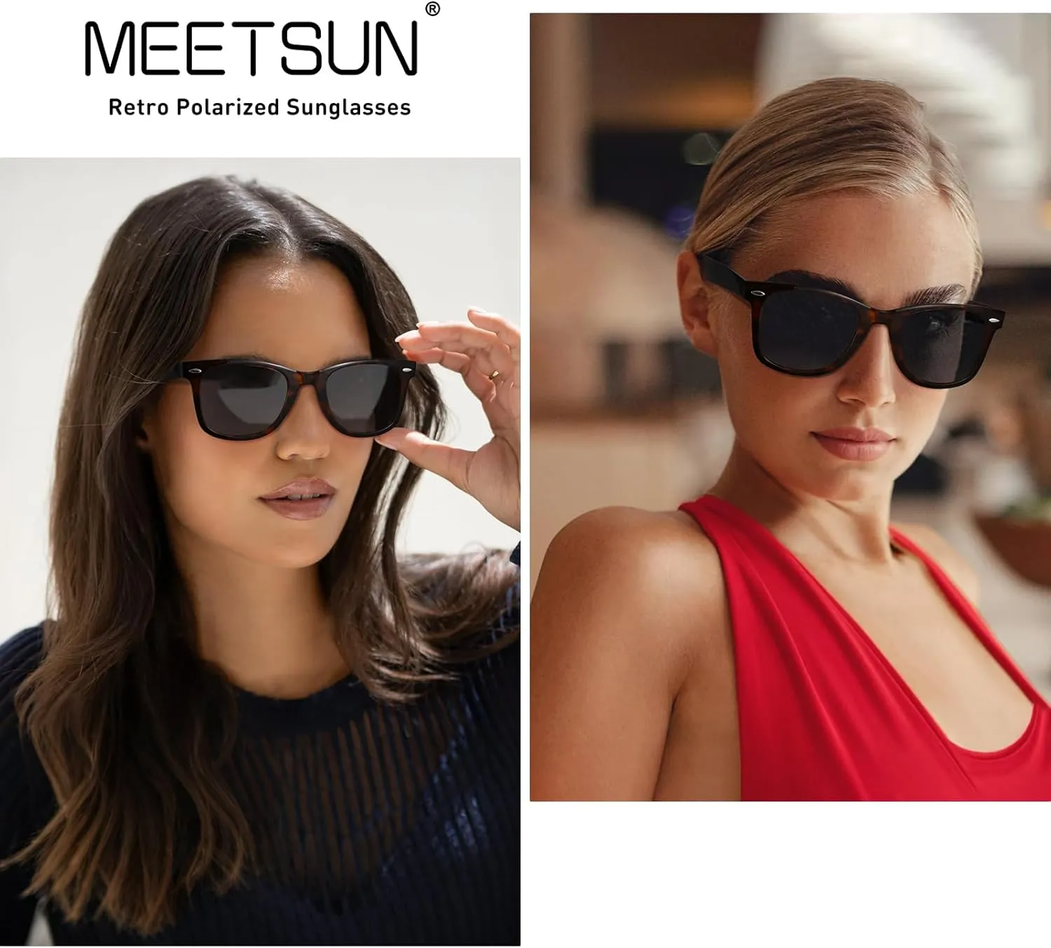 MEETSUN Retro Polarized Sunglasses for Women Men Classic Mirror Lens Driving Trendy Sun Glasses UV Protection (3 Pack)