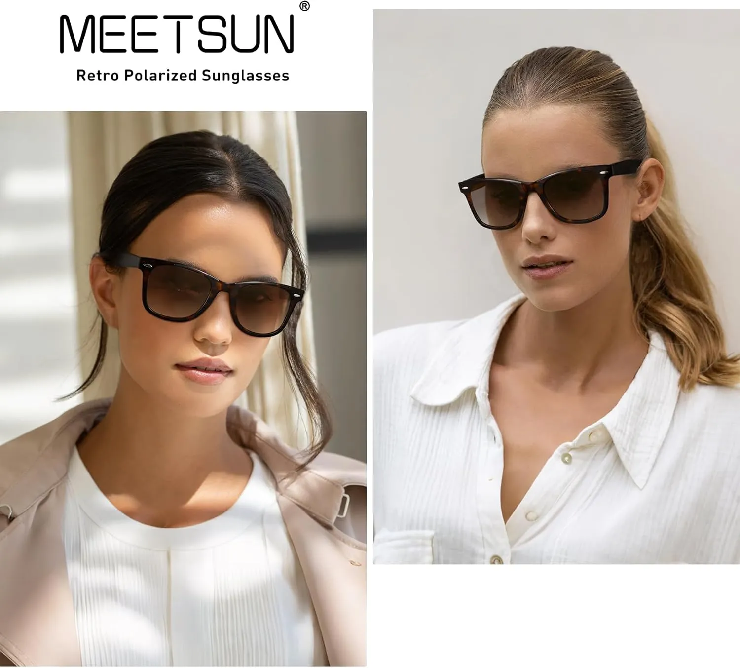 MEETSUN Retro Polarized Sunglasses for Women Men Classic Mirror Lens Driving Trendy Sun Glasses UV Protection (3 Pack)
