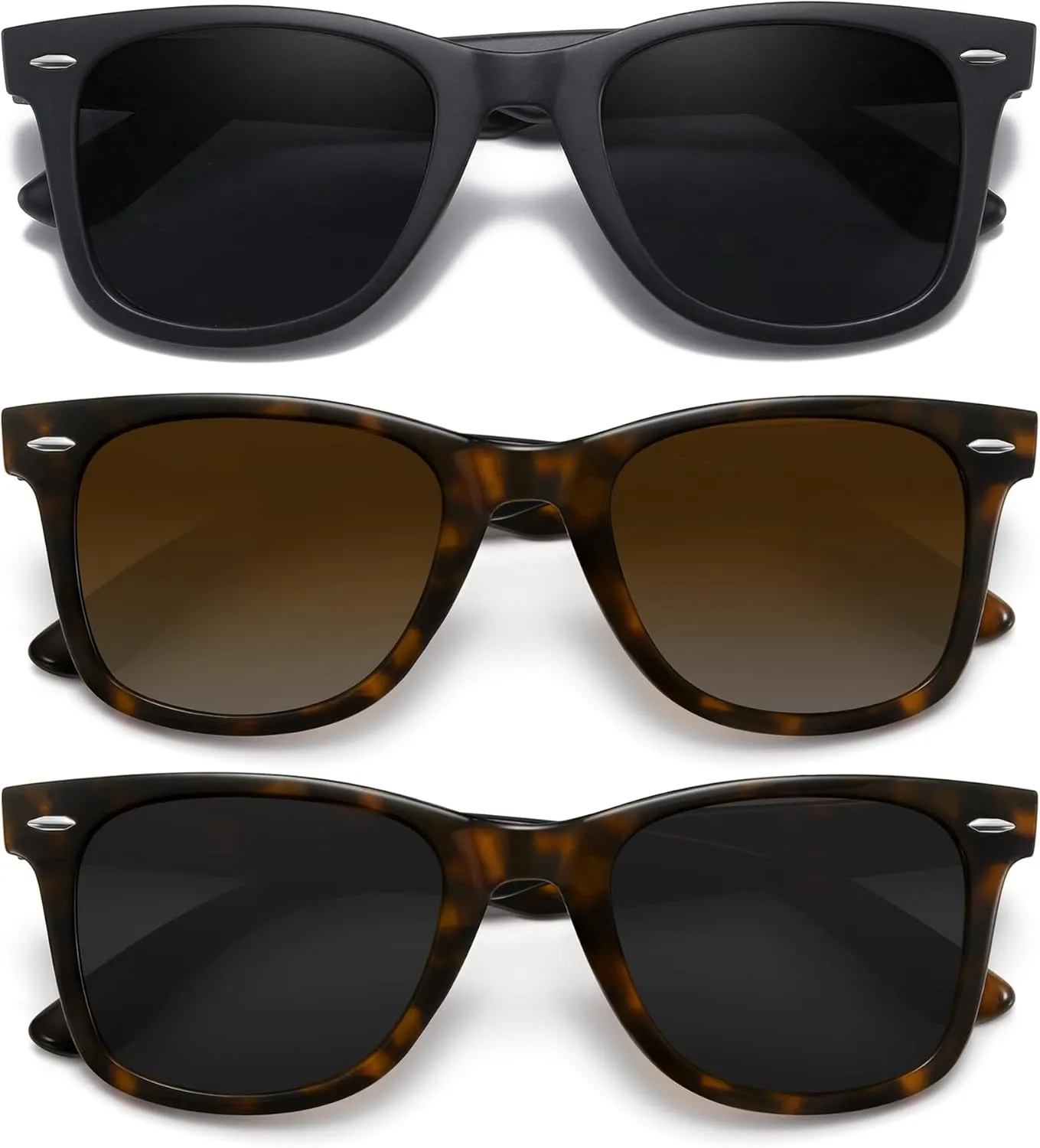 MEETSUN Retro Polarized Sunglasses for Women Men Classic Mirror Lens Driving Trendy Sun Glasses UV Protection (3 Pack)