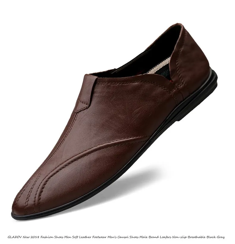 Men Fashion Genuine Leather Casual Loafers Soft Comfortable Breathable Flats Lazy Shoes Men's Lightweigh Moccasins Driving Shoes