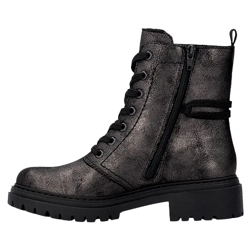 Rieker Ladies Lace-Up Ankle Boots - 72675-00 - Grey