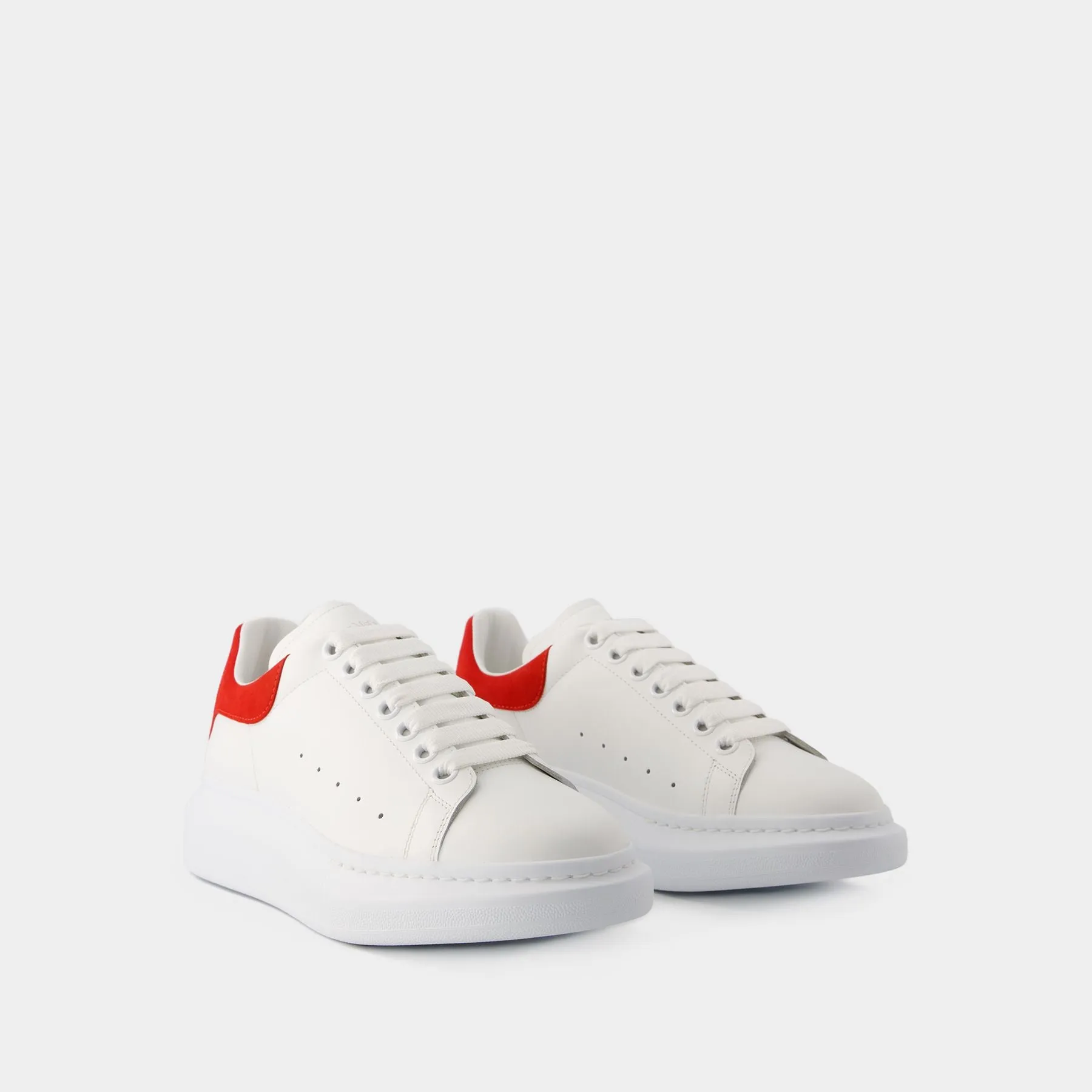 Sneaker Oversized - Alexander Mcqueen - Cuir - Blanc/Rouge