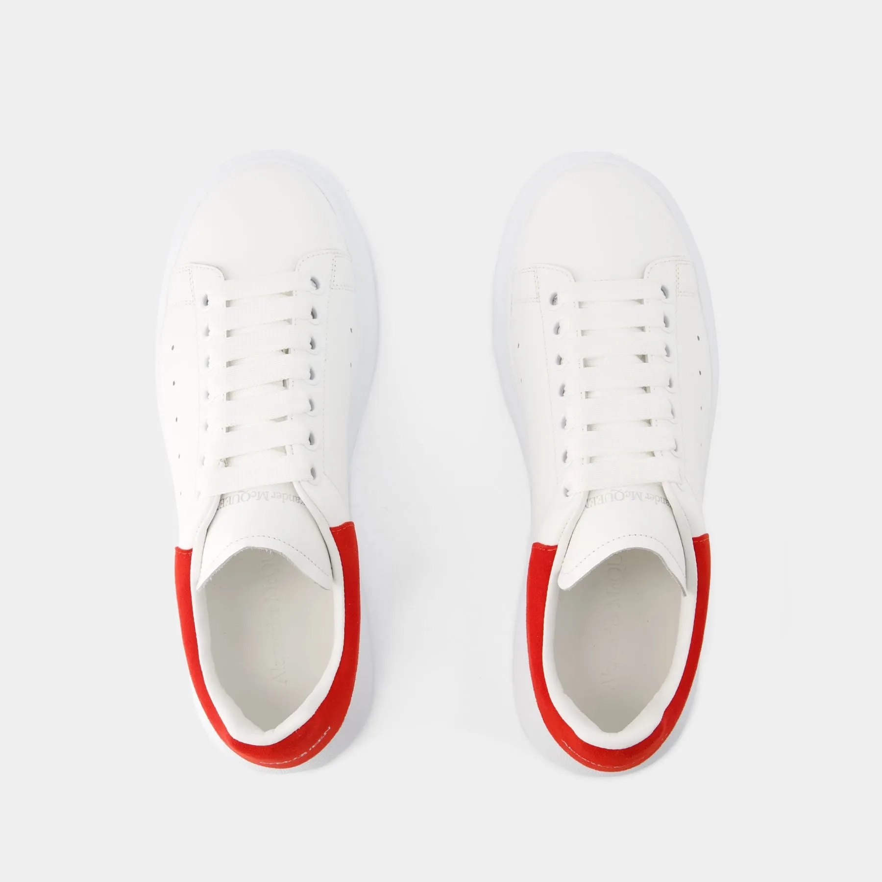 Sneaker Oversized - Alexander Mcqueen - Cuir - Blanc/Rouge