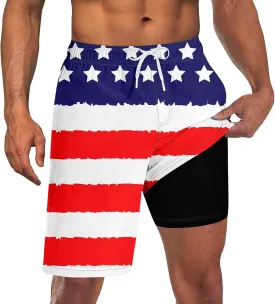 TUONROAD Mens Swim Trunks with Compression Liner 2 in 1 Board Shorts 9 Inch Quick Dry Swimming Trunks with Pockets