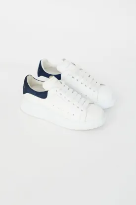 White and Blue Leather Oversized Sneakers