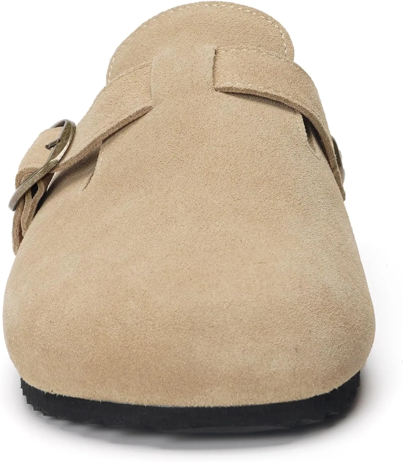 ZUSERIS Women's Men's Suede Clogs Leather Mules Cork Footbed Potato Shoes Comfort Slip on Sandals with Arch Support