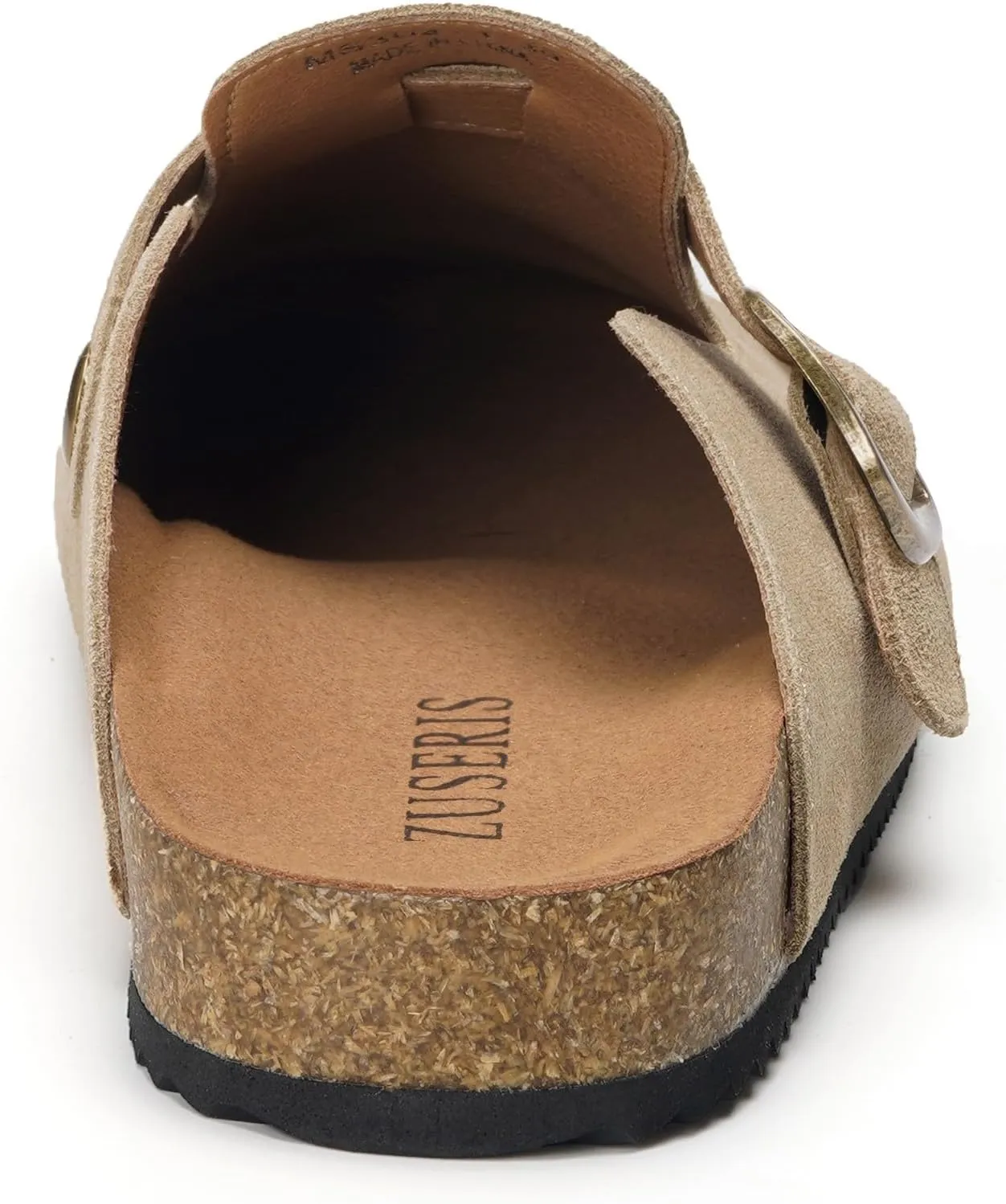 ZUSERIS Women's Men's Suede Clogs Leather Mules Cork Footbed Potato Shoes Comfort Slip on Sandals with Arch Support